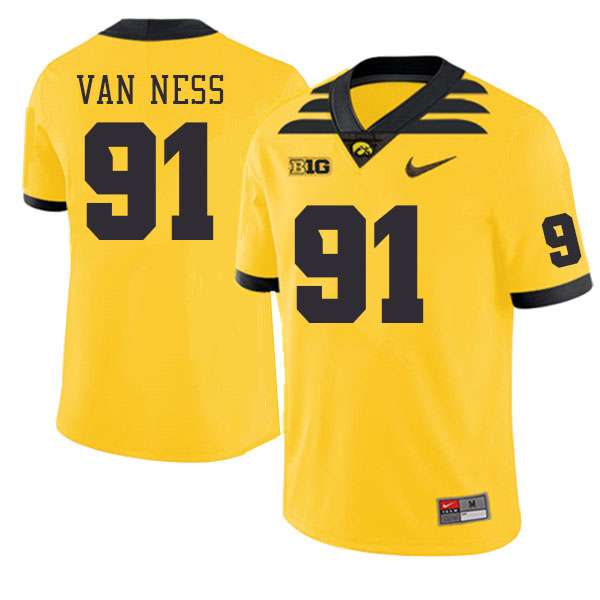 Iowa Hawkeyes #91 Lukas Van Ness College Football Jerseys Stitched Sale-Gold